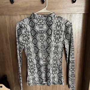 Small snakeskin mock neck long sleeve